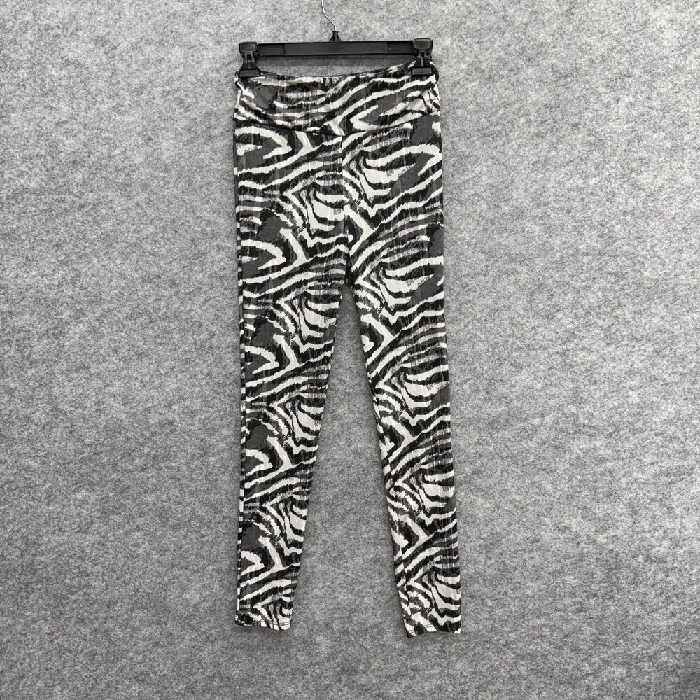 InLuv Women's Activewear Stretch Leggings Workout Yoga Fitness, Black White, M